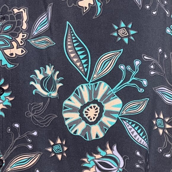 Molokai Surf Men's Medium  Wild Flower Button-Down Gray Floral Rayon Pocket - Picture 10 of 16